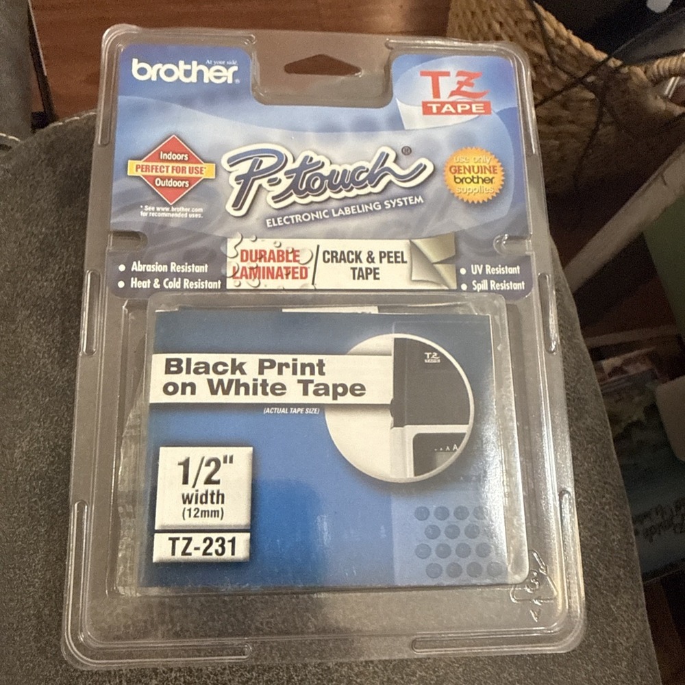 New‎ Brother P-touch TZe-231 Black on White Tape 1/2" W 0.47 X L 26.2 ft.